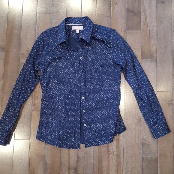 Banana Republic Tops - Banana Republic Navy Long-Sleeved Blouse w Hearts